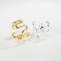 Simple Style Waves Sterling Silver Plating 18k Gold Plated Open Ring main image 1