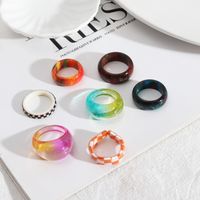 1 Piece Simple Style Circle Gradient Color Arylic Resin Women's Rings main image 1
