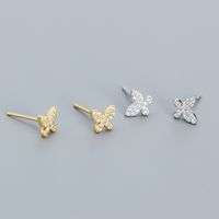 1 Pair Simple Style Butterfly Sterling Silver Plating Inlay Ear Studs main image 1