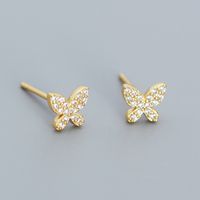 1 Pair Simple Style Butterfly Sterling Silver Plating Inlay Ear Studs sku image 2