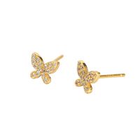 1 Pair Simple Style Butterfly Sterling Silver Plating Inlay Ear Studs main image 3