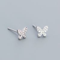 1 Paire Style Simple Papillon Argent Sterling Placage Incruster Boucles D'oreilles sku image 1