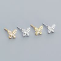 1 Paire Style Simple Papillon Argent Sterling Placage Incruster Boucles D'oreilles main image 4