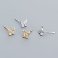 1 Paire Style Simple Papillon Argent Sterling Placage Incruster Boucles D'oreilles main image 5