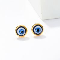 1 Pair Cool Style Devil'S Eye Plating Inlay Stainless Steel Resin 18K Gold Plated Ear Studs main image 1