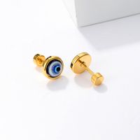 1 Pair Cool Style Devil'S Eye Plating Inlay Stainless Steel Resin 18K Gold Plated Ear Studs main image 2