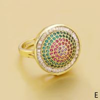 1 Piece Casual Round Copper Plating Inlay Zircon Gold Plated Open Ring main image 3
