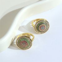 1 Piece Casual Round Copper Plating Inlay Zircon Gold Plated Open Ring main image 1