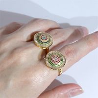 1 Piece Casual Round Copper Plating Inlay Zircon Gold Plated Open Ring main image 5