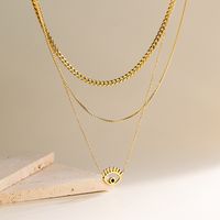 304 Stainless Steel 18K Gold Plated INS Style Inlay Devil'S Eye Turquoise Layered Necklaces main image 4