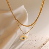 304 Stainless Steel 18K Gold Plated INS Style Inlay Devil'S Eye Turquoise Layered Necklaces main image 2