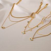 304 Stainless Steel 18K Gold Plated INS Style Inlay Devil'S Eye Turquoise Layered Necklaces main image 1