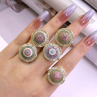 1 Piece Casual Round Copper Plating Inlay Zircon Gold Plated Open Ring main image 2