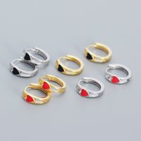1 Pair Simple Style Heart Shape Sterling Silver Enamel Earrings main image 3