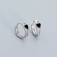 1 Pair Simple Style Heart Shape Sterling Silver Enamel Earrings sku image 1