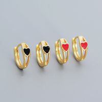 1 Pair Simple Style Heart Shape Sterling Silver Enamel Earrings main image 5