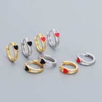 1 Pair Simple Style Heart Shape Sterling Silver Enamel Earrings main image 1