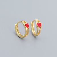 1 Pair Simple Style Heart Shape Sterling Silver Enamel Earrings sku image 4