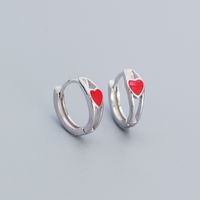 1 Pair Simple Style Heart Shape Sterling Silver Enamel Earrings sku image 3