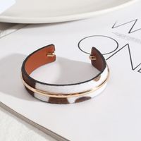 1 Piece Beach Leopard Pu Leather Metal Women's Bangle sku image 4