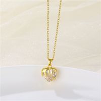 1 Piece Simple Style Heart Shape Stainless Steel Inlay Zircon Pendant Necklace main image 4