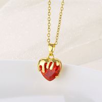1 Piece Simple Style Heart Shape Stainless Steel Inlay Zircon Pendant Necklace main image 1