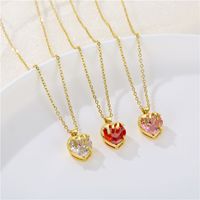 1 Piece Simple Style Heart Shape Stainless Steel Inlay Zircon Pendant Necklace main image 6