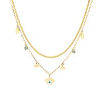 304 Stainless Steel 18K Gold Plated INS Style Inlay Devil'S Eye Turquoise Layered Necklaces sku image 1