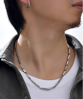 Collar Elegante De Rejilla Cuadrada Simple De Acero Inoxidable De Moda Para Hombre main image 1