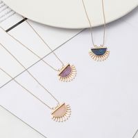 1 Piece Simple Style Semicircle Alloy Inlay Natural Stone Women's Pendant Necklace main image 3