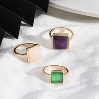 1 Piece Simple Style Square Alloy Plating Inlay Natural Stone Women's Rings main image 1