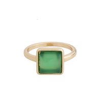 1 Piece Simple Style Square Alloy Plating Inlay Natural Stone Women's Rings main image 3