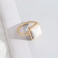 1 Piece Simple Style Square Alloy Plating Inlay Natural Stone Women's Rings sku image 4