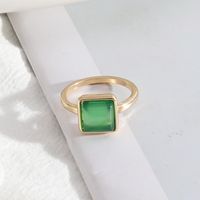 1 Piece Simple Style Square Alloy Plating Inlay Natural Stone Women's Rings sku image 1