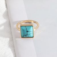 1 Piece Simple Style Square Alloy Plating Inlay Natural Stone Women's Rings sku image 5