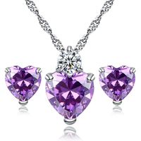 1 Set Simple Style Heart Shape Alloy Inlay Zircon Women's Jewelry Set main image 5