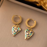 304 Stainless Steel 18K Gold Plated Simple Style Plating Color Block Earrings Necklace sku image 2