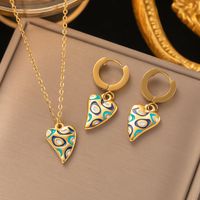304 Stainless Steel 18K Gold Plated Simple Style Plating Color Block Earrings Necklace sku image 3