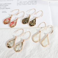 1 Pair Simple Style Water Droplets Flower Leopard Alloy Inlay Shell Women's Drop Earrings main image 5