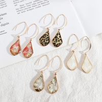 1 Pair Simple Style Water Droplets Flower Leopard Alloy Inlay Shell Women's Drop Earrings main image 1