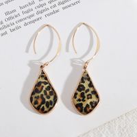 1 Pair Simple Style Water Droplets Flower Leopard Alloy Inlay Shell Women's Drop Earrings sku image 3