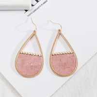 1 Pair Retro Triangle Water Droplets Leopard Pu Leather Alloy Hollow Out Women's Drop Earrings main image 3