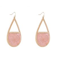 1 Pair Retro Triangle Water Droplets Leopard Pu Leather Alloy Hollow Out Women's Drop Earrings main image 2