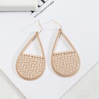 1 Pair Retro Triangle Water Droplets Leopard Pu Leather Alloy Hollow Out Women's Drop Earrings sku image 4