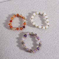 Original Design Geometric Alloy Natural Stone Beaded Rings main image 6