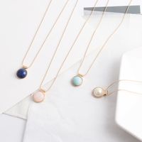 Retro Round Alloy Inlay Natural Stone Women's Pendant Necklace main image 4