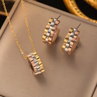 304 Stainless Steel Titanium Steel 18K Gold Plated Rose Gold Plated Simple Style Plating Color Block Bracelets Earrings Necklace main image 1