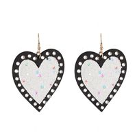 1 Pair Exaggerated Heart Shape Wood Inlay Rhinestones Women's Drop Earrings main image 5