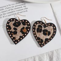 1 Pair Exaggerated Heart Shape Wood Inlay Rhinestones Women's Drop Earrings sku image 2