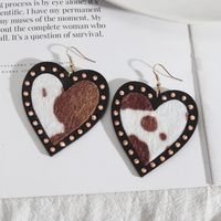 1 Pair Exaggerated Heart Shape Wood Inlay Rhinestones Women's Drop Earrings sku image 4